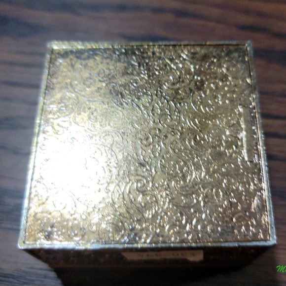 Brass Jewelry Box Velvet Lined with Decorative Glass Top - Picture 6 of 6